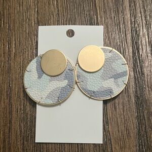 Gold and Blue Camouflage Earrings